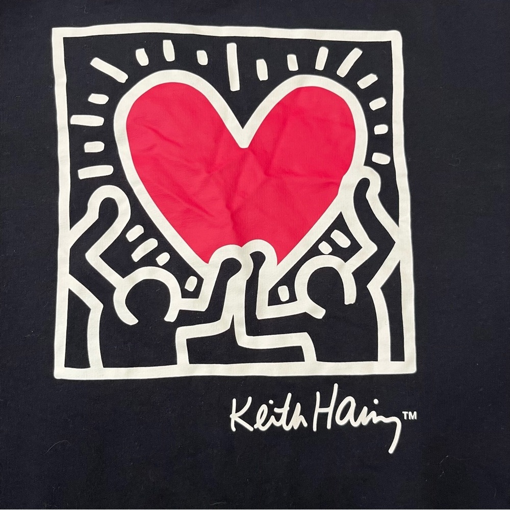 Keith Haring Graphic Heart Sweatshirt Womens Pullover Black Size S - Picture 10 of 16